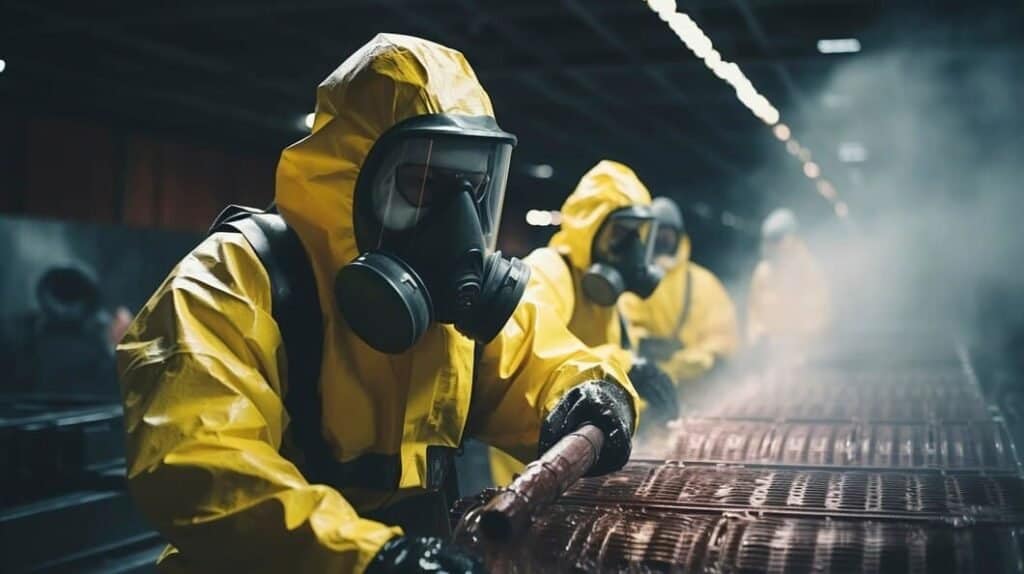 people hazmat suits working nuclear power plant 23 2150957697